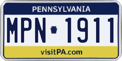 PA license plate MPN1911