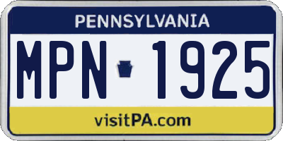 PA license plate MPN1925