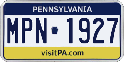 PA license plate MPN1927