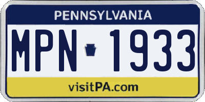 PA license plate MPN1933