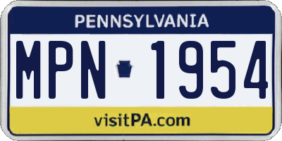 PA license plate MPN1954