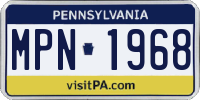 PA license plate MPN1968