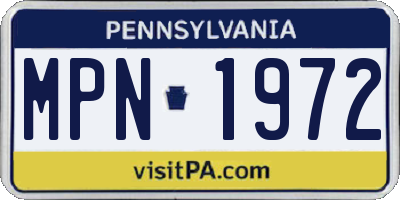 PA license plate MPN1972