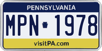 PA license plate MPN1978