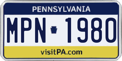 PA license plate MPN1980