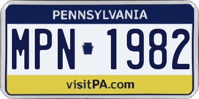 PA license plate MPN1982
