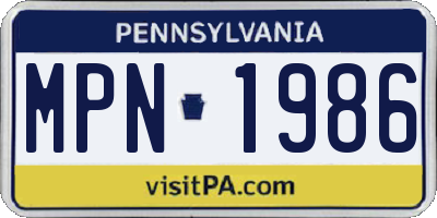 PA license plate MPN1986