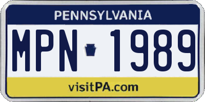 PA license plate MPN1989