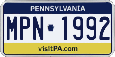 PA license plate MPN1992