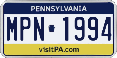 PA license plate MPN1994
