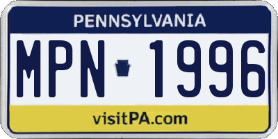 PA license plate MPN1996