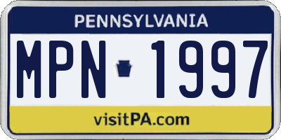 PA license plate MPN1997