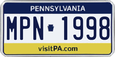PA license plate MPN1998