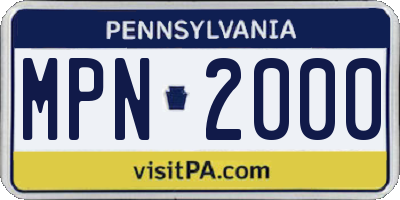 PA license plate MPN2000