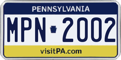 PA license plate MPN2002