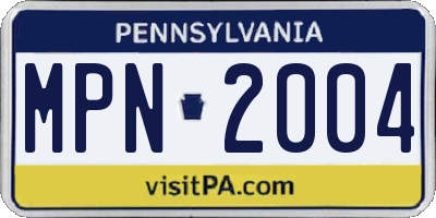 PA license plate MPN2004