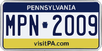 PA license plate MPN2009