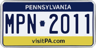 PA license plate MPN2011