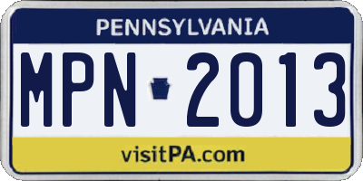 PA license plate MPN2013