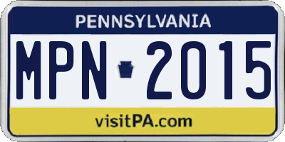 PA license plate MPN2015