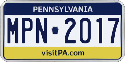 PA license plate MPN2017