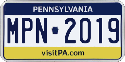 PA license plate MPN2019