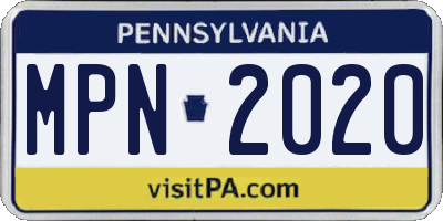 PA license plate MPN2020