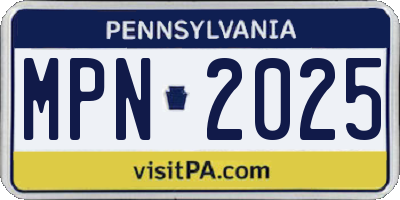 PA license plate MPN2025