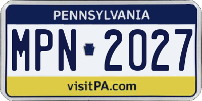 PA license plate MPN2027