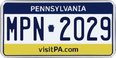 PA license plate MPN2029