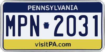 PA license plate MPN2031