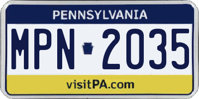 PA license plate MPN2035