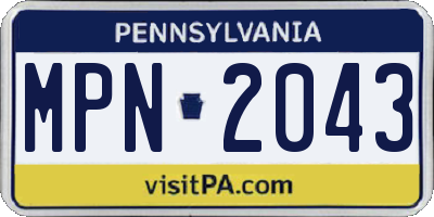 PA license plate MPN2043