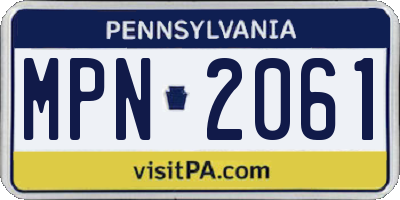 PA license plate MPN2061