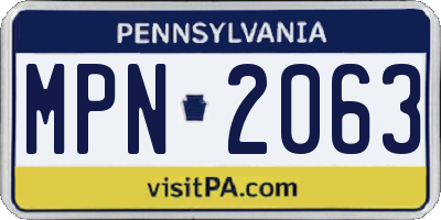 PA license plate MPN2063