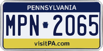 PA license plate MPN2065