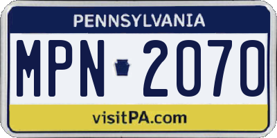 PA license plate MPN2070