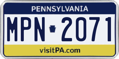 PA license plate MPN2071