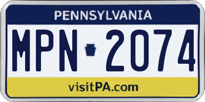 PA license plate MPN2074