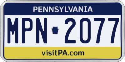 PA license plate MPN2077