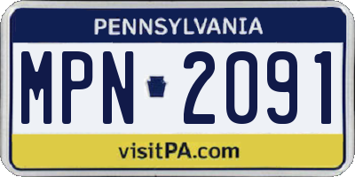 PA license plate MPN2091