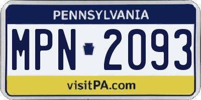 PA license plate MPN2093