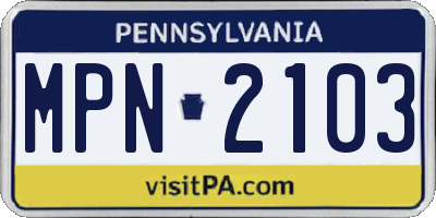 PA license plate MPN2103