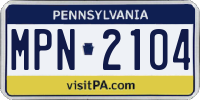 PA license plate MPN2104