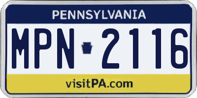 PA license plate MPN2116