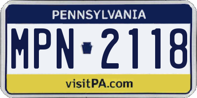 PA license plate MPN2118