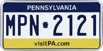 PA license plate MPN2121