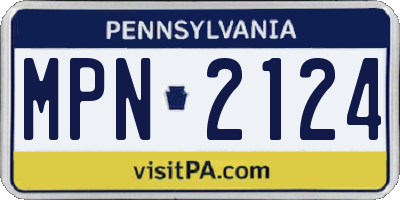 PA license plate MPN2124