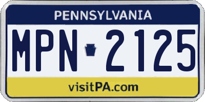 PA license plate MPN2125