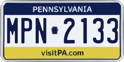 PA license plate MPN2133